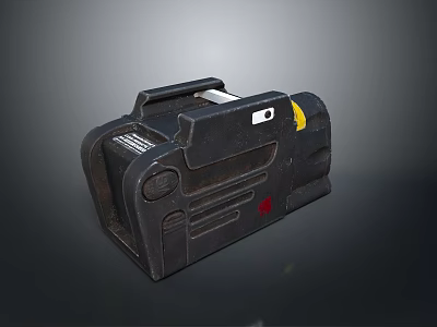 Black Mechanical Device With Yellow Red Markers And Handle Grip 3d model