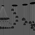Modern Black Chandeliers With Spherical Balls In Hanging Arrangement For Interior Decor