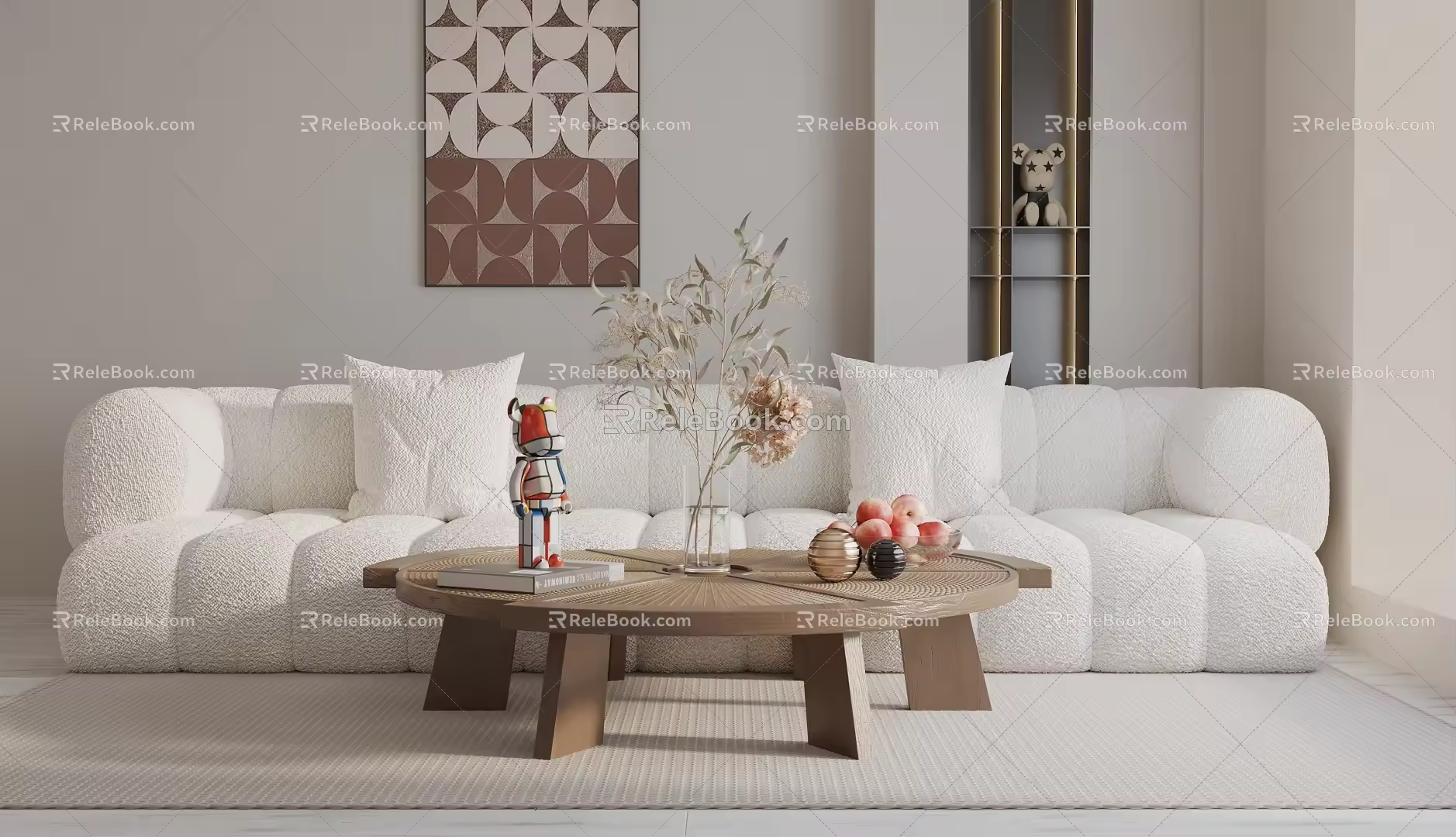 Modern three-seat sofa 3d model