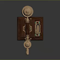 Vintage Electronic Telephone With Wooden Base Brass Components And Decorative Gems