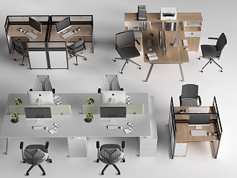 Office Desk and Chair Work Area Office Desk and Chair Station Desk and Chair Staff Office Desk and Chair 3d model