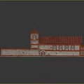 Traditional Style Residential Building With Red Roof Arched Windows Stone Walls And Tower