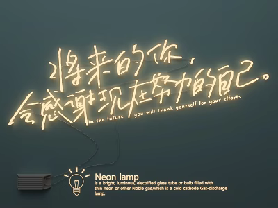 Neon Lamp Combination With Inspirational Quote For Interior Decorative Wall Art 3d model