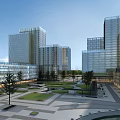 Aerial View Planning Of Modern Urban Area With High Rise Buildings Green Spaces And Plaza