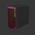 Sleek Black Desktop PC Tower With Modern Mesh Front Panel Design