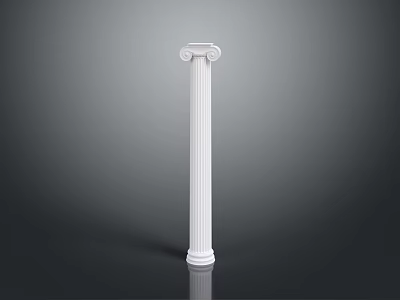 White Classical Column With Fluted Shaft And Decorative Capital On Gray Background 3d model