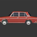 Red Classic Car With Shiny Exterior And Reflective Surface On Dark Background