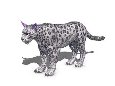 Fantasy Leopard With Purple Ears And Spotted Fur 3d model