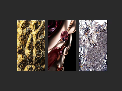 Abstract Artworks With Gold Red Silver Textures For Modern Wall Decor 3d model