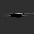 Tactical Shotgun Metallic Black And Silver Design With Long Barrel Magazine And Grip 3D Rendering