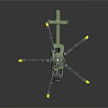 Modern Green Helicopter Design With Rotor Blades Yellow Tips And Cockpit