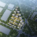 Aerial View Planning of Modern Residential Complex With High Rise Buildings Greenery and Roads