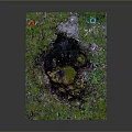 Natural Wooden Stump Decor With Stone Surface And Green Mossy Details