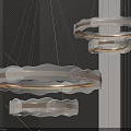 Contemporary Multi Tier Ring Chandelier With Gold Metal Frame And Frosted Glass Panels