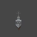 Powerful Naval Battleship Weapon Featuring Main Turrets and Military Deck Structure