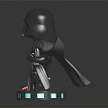 Darth Vader Figurine With Black Armor Flowing Cloak And Red Lightsaber On Illuminated Base