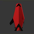 Red and Black Geometric Bird Sculpture with Abstract Design on Dark Background