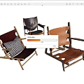 Stylish Leisure Chairs with Wooden Frame Leather Upholstery and Checkered Cushion in Various Colors
