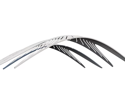 Sleek Black And White Curved Decorative Arcs With Linear Patterns For Home Decor 3d model
