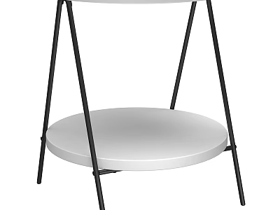 Modern Two Tier Desk With White Round Top And Black Metal Legs 3d model