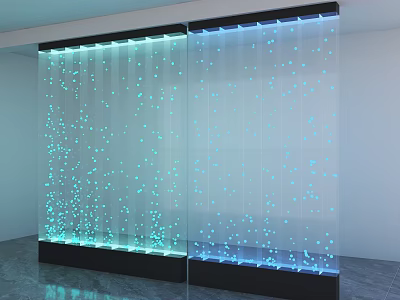 Modern Transparent Partition With Blue Light Dots And Contemporary Interior Lighting 3d model