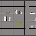 Modern Black Metal Shelving Unit With Books Decorative Items And Potted Plant Against White Wall