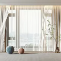 Modern Curtain Design For Bright Window Interior With Sheer Panels Decorative Balls And Greenery