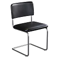Modern Leisure Chairs Black And Brown Leather Upholstered With Metal Frame Minimalist Design For Living Space