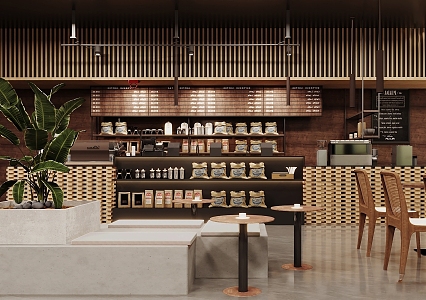 Modern Coffee Shop Cafe 3d model