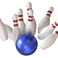 Complete Bowling Sports Equipment Set With Blue Ball And White Pins