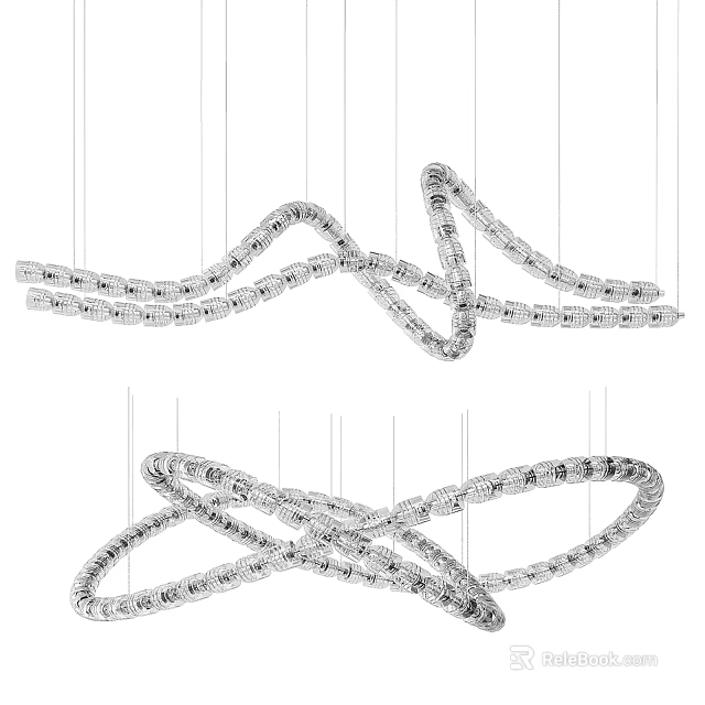 Modern Intertwined Circular Chandelier With Crystal Accents And Hanging Metal Frame 3d model 