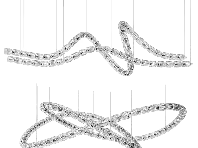 Modern Intertwined Circular Chandelier With Crystal Accents And Hanging Metal Frame 3d model