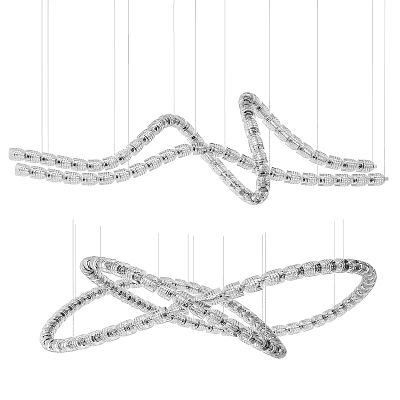 Modern Intertwined Circular Chandelier With Crystal Accents And Hanging Metal Frame 3d model
