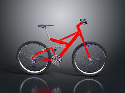 Stylish Red Mountain Bicycle With Black Tires Saddle And Silver Frame 3d model