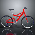 Stylish Red Mountain Bicycle With Black Tires Saddle And Silver Frame