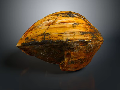 Natural Shell Organ With Hair Like Texture And Orange Black Surface Patterns 3d model