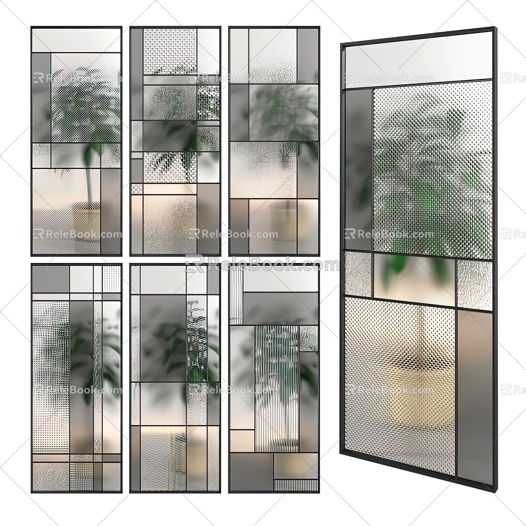 Modern glass screen partition 3d model