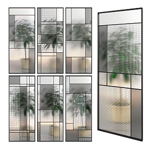 Modern glass screen partition 3d model