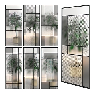 Modern glass screen partition 3d model