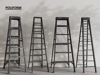 Sturdy Black Metal Ladders As Essential Hardware Tools For Home And Industrial Use 3d model