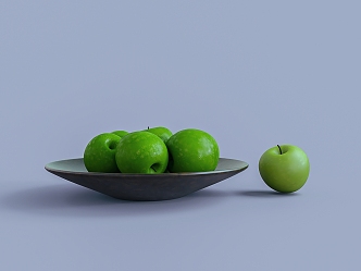 Green Apple Fruit Plate 3d model