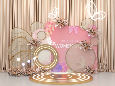 Wedding beauty event press conference photo background board photo area 3d model