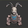 Game and Film Character Mechanical Rabbit With Glowing Teal Lines Vintage Metallic Texture Gear Details