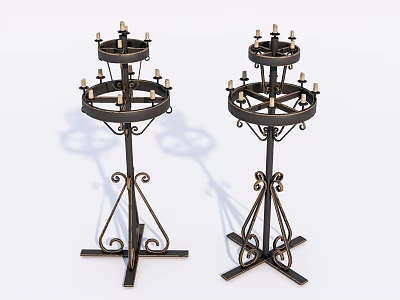 Vintage Metal Candelabra With Multi Tiered Design And Decorative Iron Base 3d model
