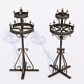 Vintage Metal Candelabra With Multi Tiered Design And Decorative Iron Base