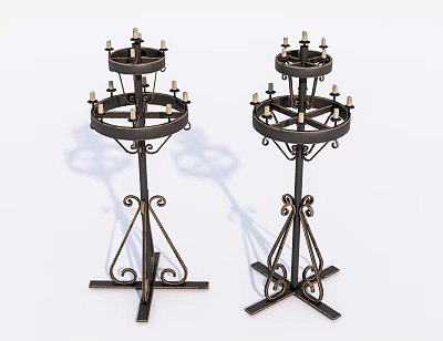 Vintage Metal Candelabra With Multi Tiered Design And Decorative Iron Base 3d model