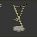 Modern Bar Stool With Black Seat Metal Frame And Illuminated Base