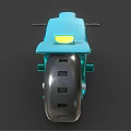 Futuristic Teal Motorcycle With Sleek Design Transparent Wheels And Yellow Accents