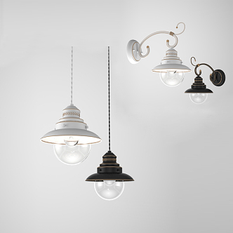 Simple European lamps and lanterns combination lamps 3d model