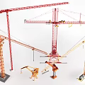 Public Construction Equipment Featuring Various Tower Cranes And Small Crane Models
